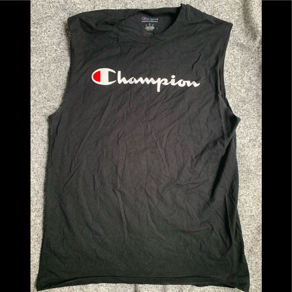 Men’s Champion Sleeveless Shirt - Size LARGE - Workout Gym Top - Black t-shirt - Picture 2 of 9